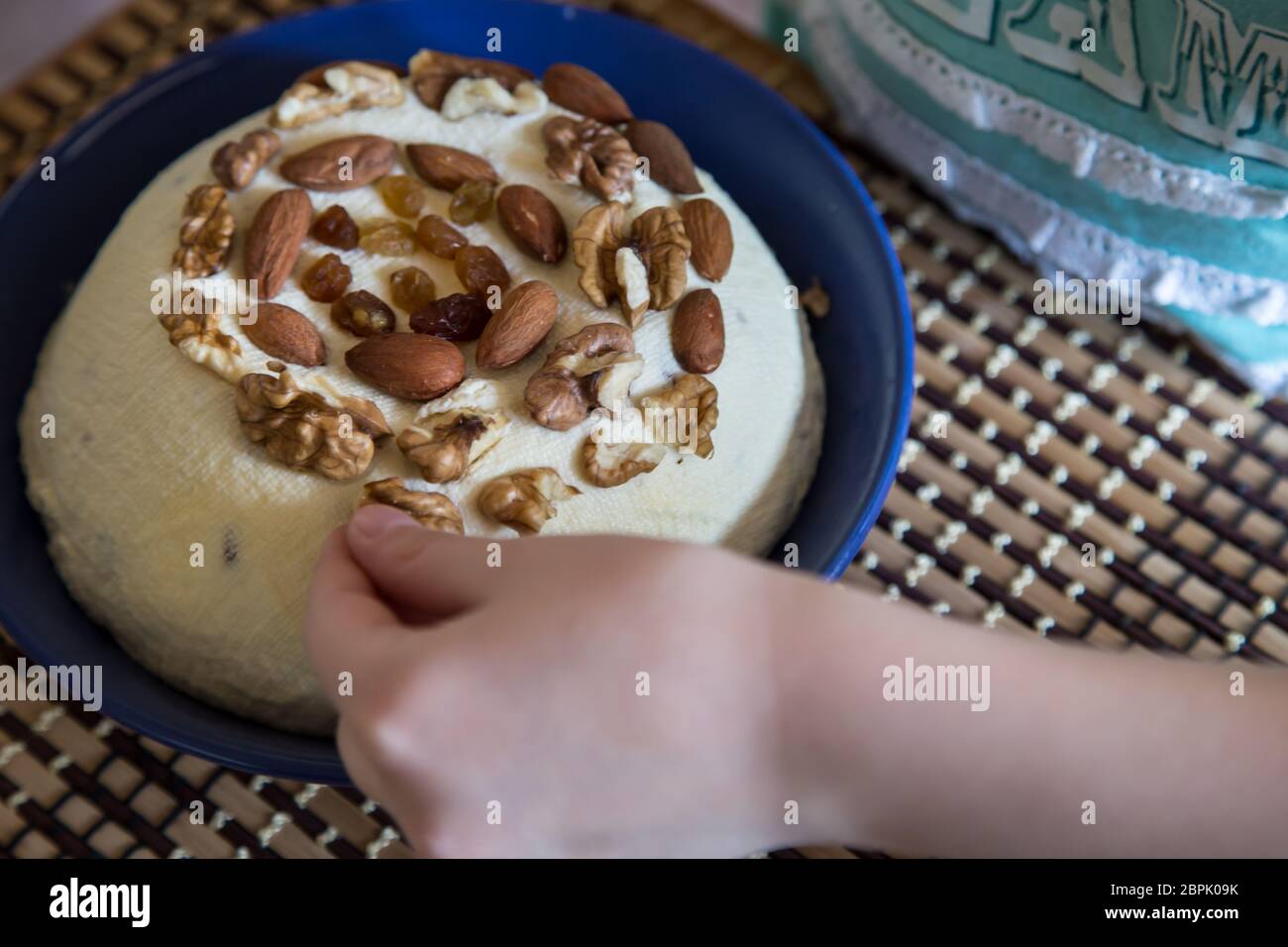 Easter Ortodox curd cake. Traditional Easter cottage cheese dessert