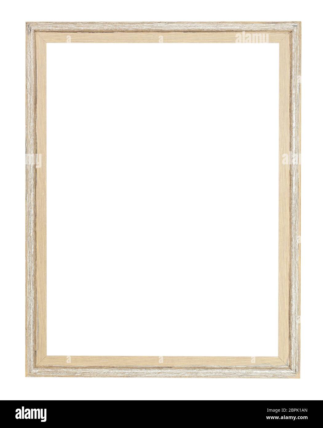 empty modern simple painted wooden picture frame with cut out canvas ...