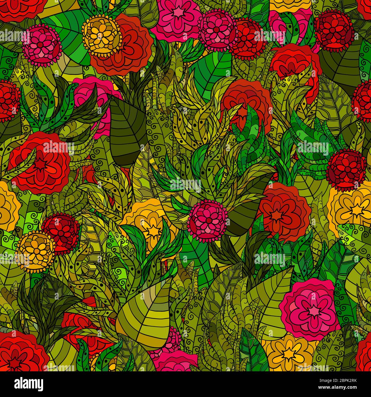 hand drawn floral seamless pattern Stock Photo - Alamy