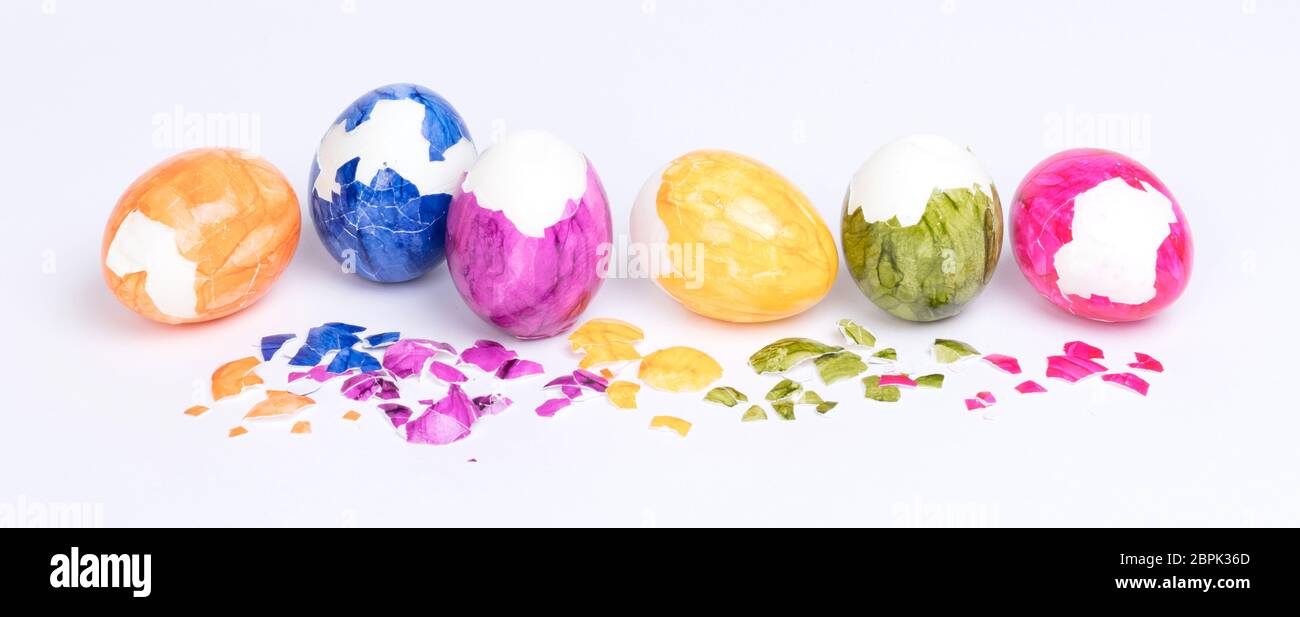 Painted eggs, easter - Isolated on a white background Stock Photo - Alamy