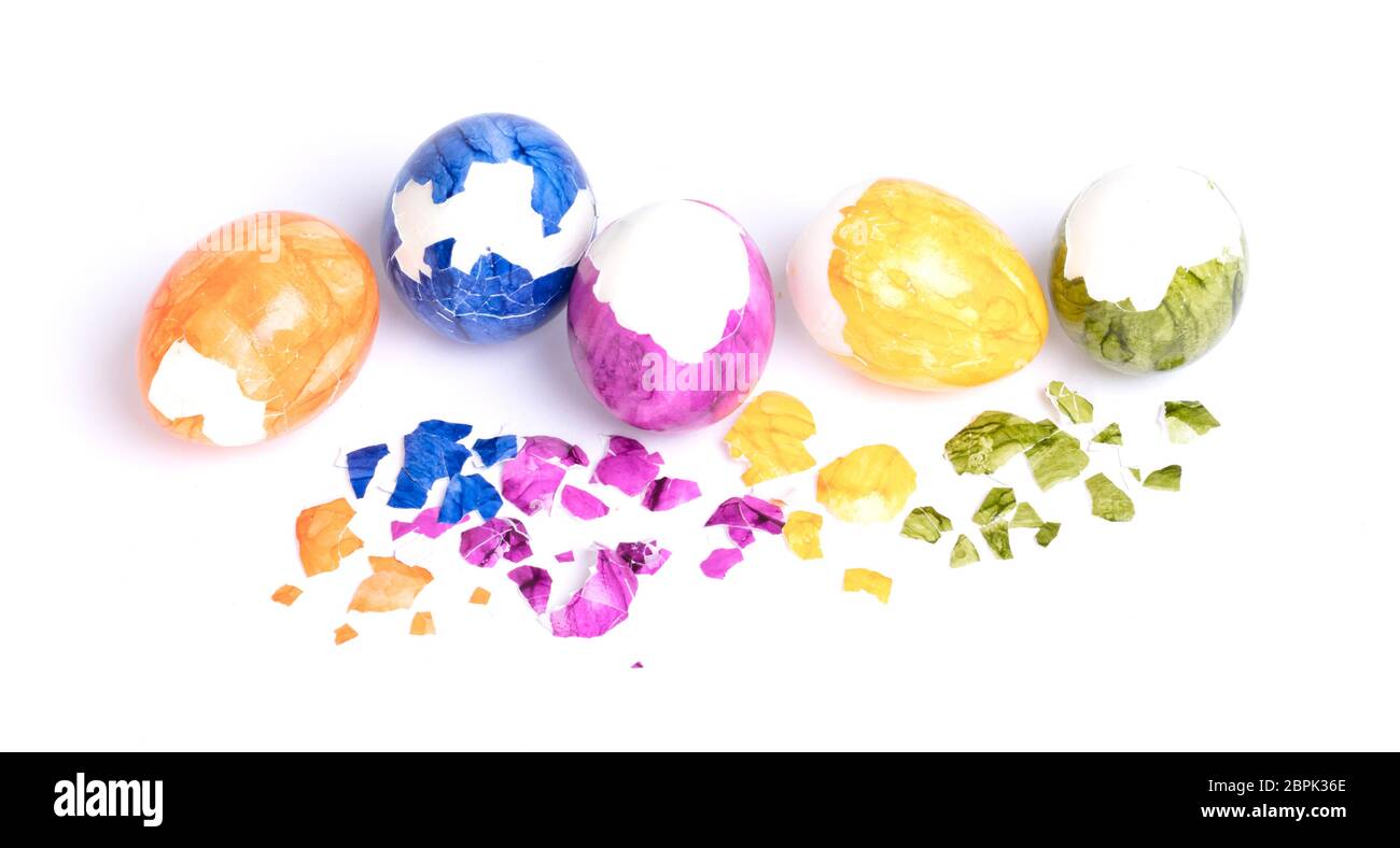 Painted eggs, easter - Isolated on a white background Stock Photo - Alamy
