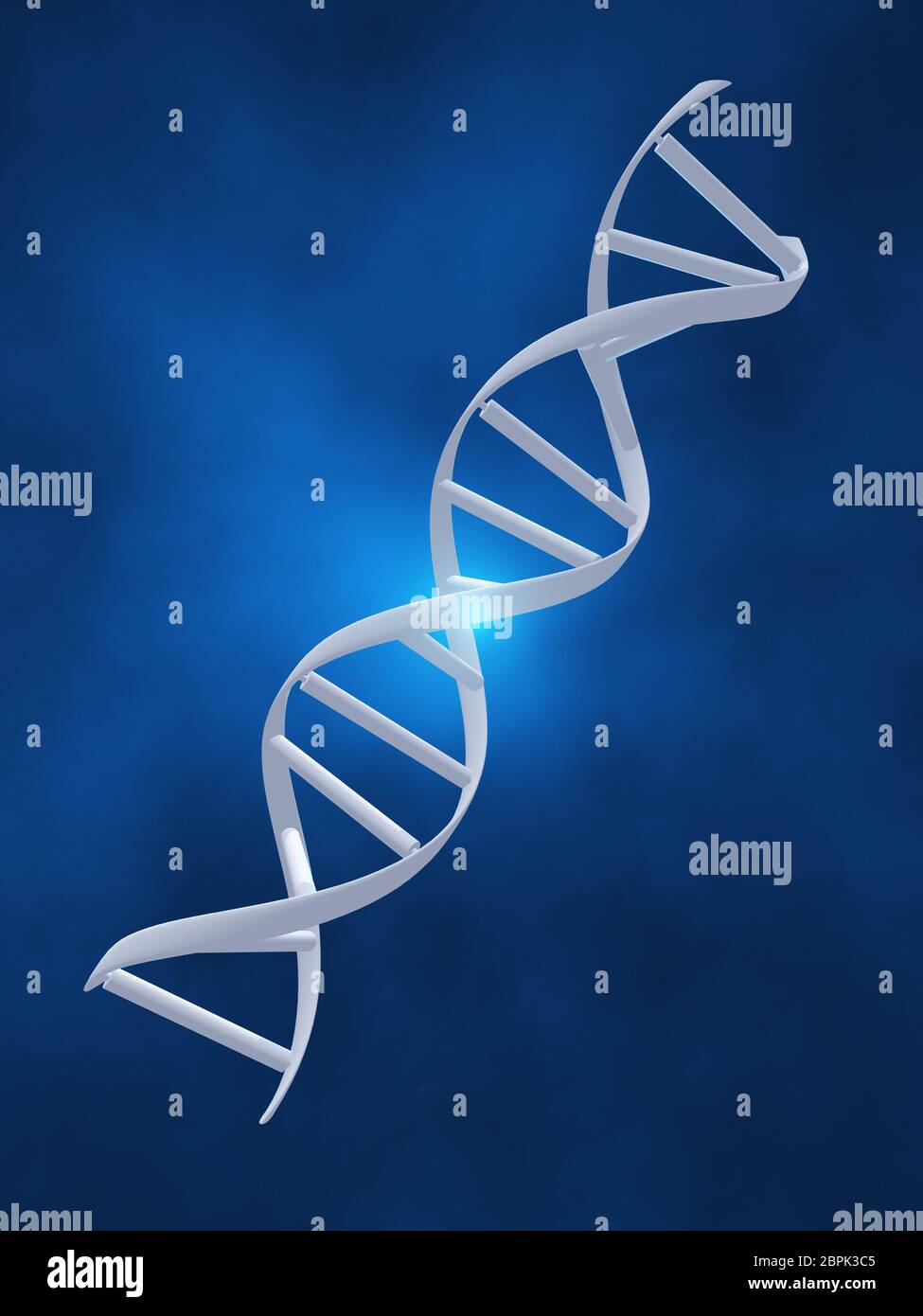 DNA strand on blue background Stock Photo