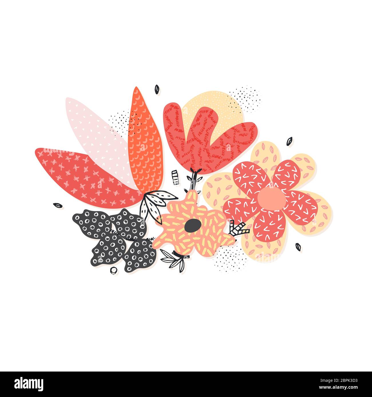 Vector abstract hand drawn flowers with different textures. Floral ...