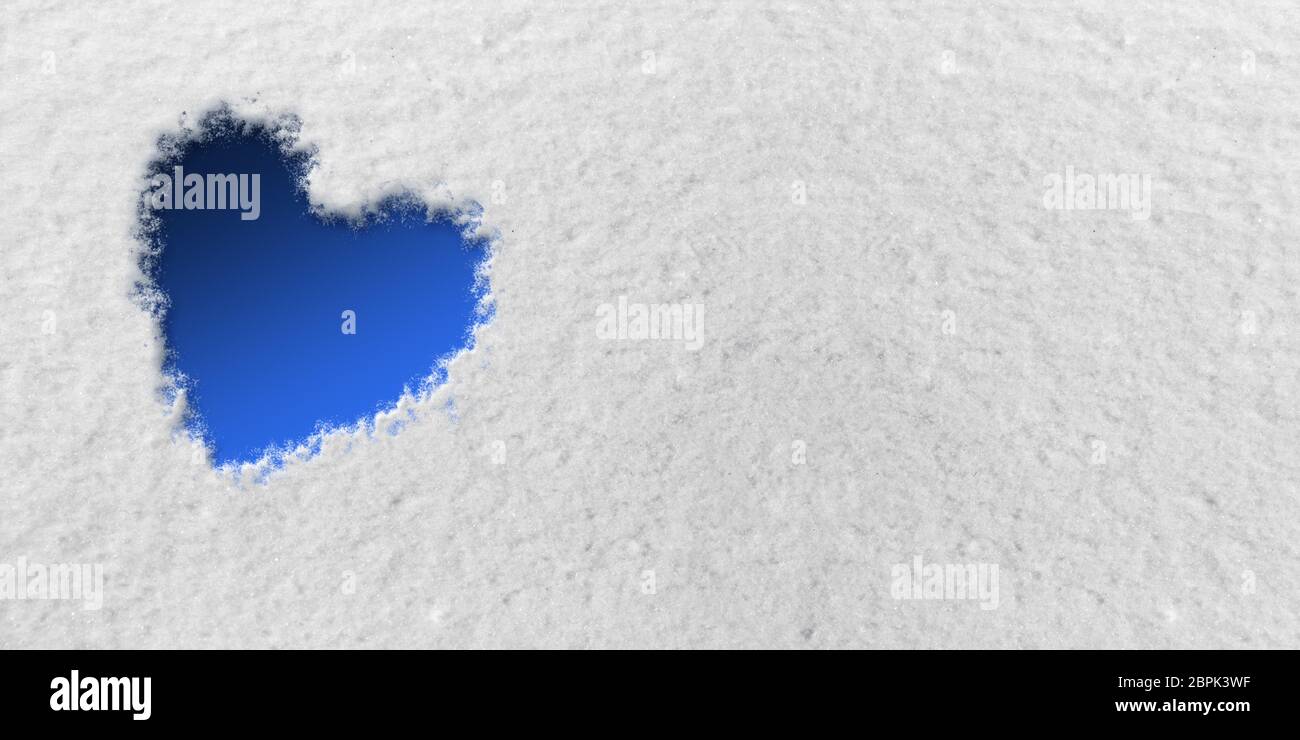 Blue Heart in front of Snow Background Stock Photo - Alamy