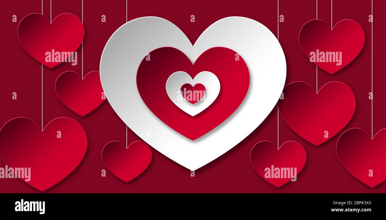 Red and White Heart Shapes Valentine Card Stock Photo - Alamy