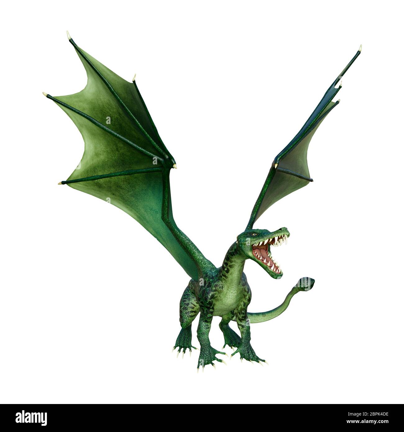 3D rendering of a green fantasy dragon isolated on white background ...