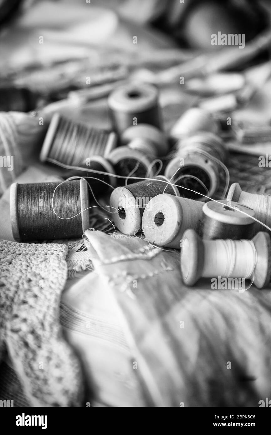 Old sewing threads, objects for sewing clothes Stock Photo Alamy