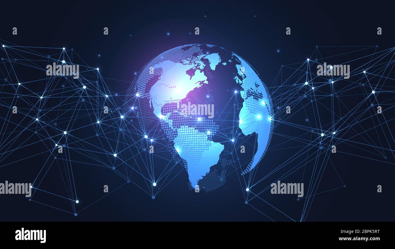 Global network connection concept. Big data visualization. Social ...
