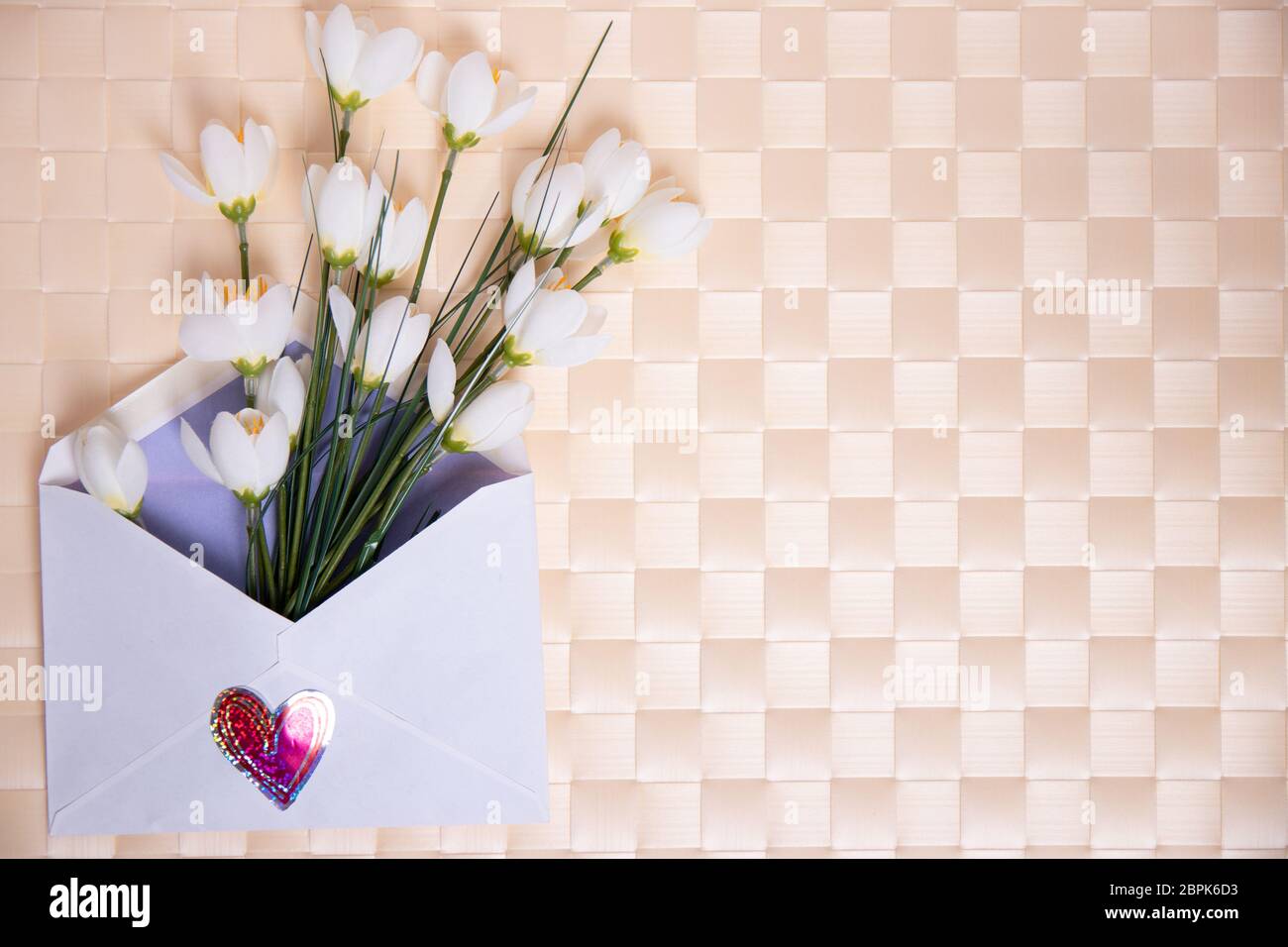 Happy Valentine or Mothers Day background. Beautiful bouquet of white ...