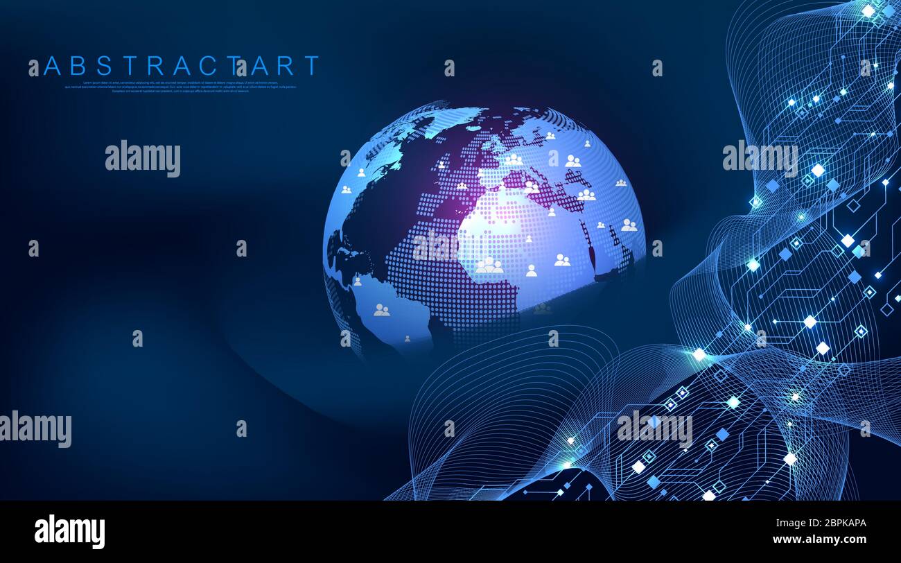 Global network connection concept. Big data visualization. Social ...