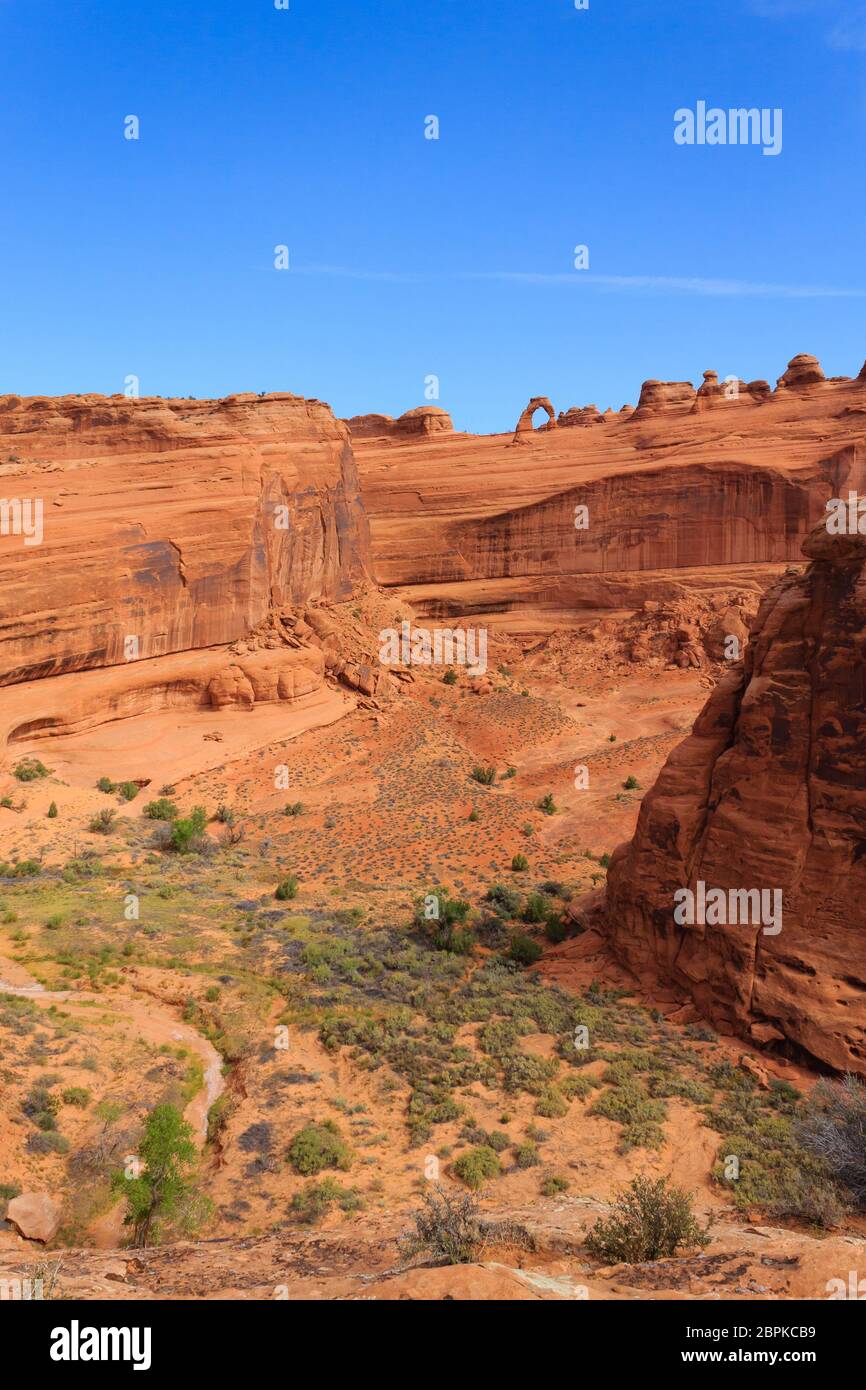 Utah Famous Rocks Panorama from Utah. Famous delicate arch. Red rocks canyon, geological ...