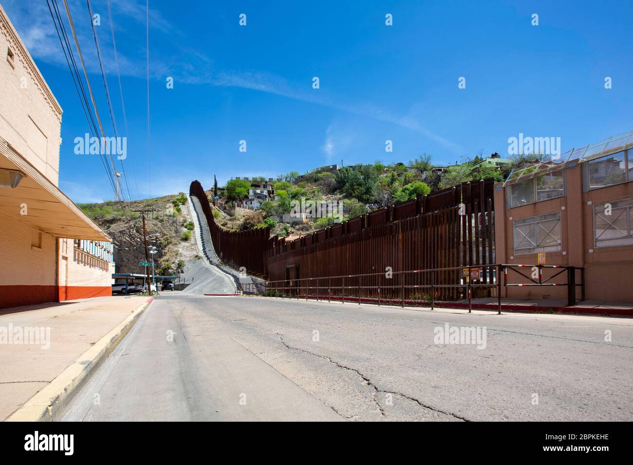 United States border wall with Nogales Mexico behind on the right Stock Photo Alamy