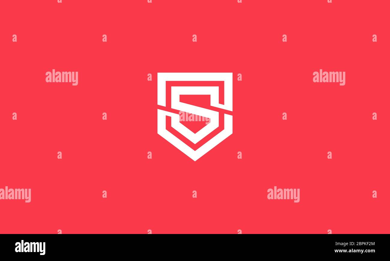abstract letter s in the shield with outline or line art style . vector ...