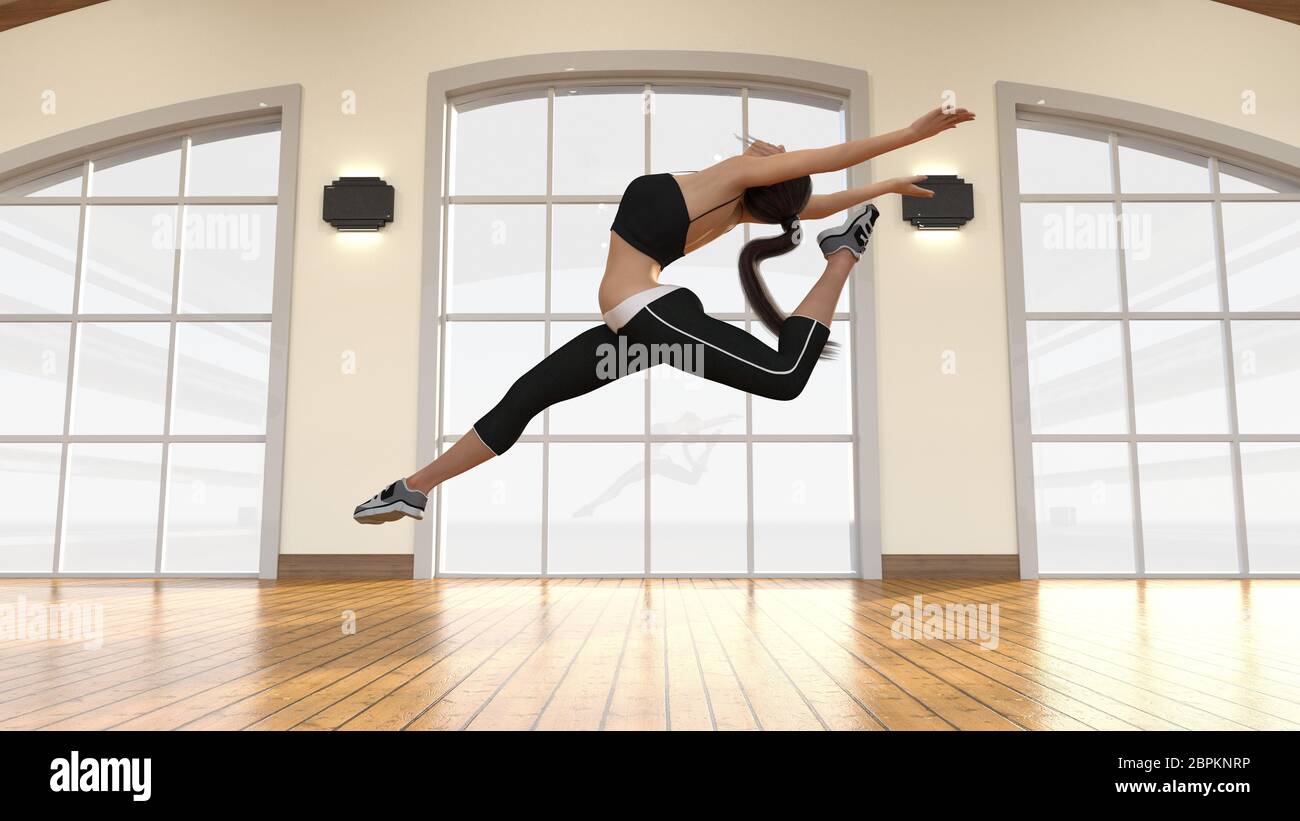 Hip Hop Dancer Practicing in a Dance Studio Stock Photo
