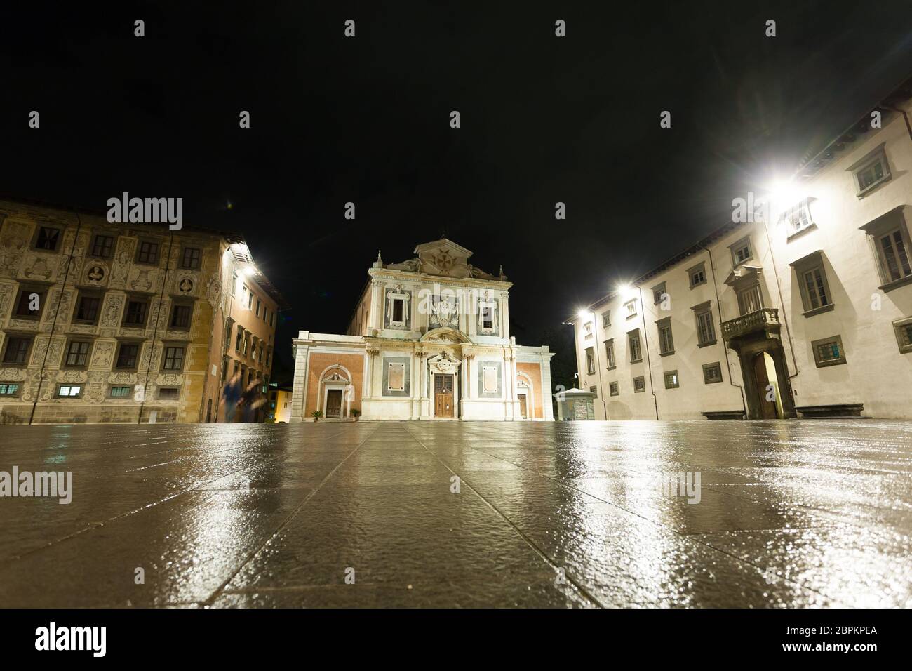 Scuola Normale Superiore in Pisa night view. Italian landmark,Tuscany. Stock Photo