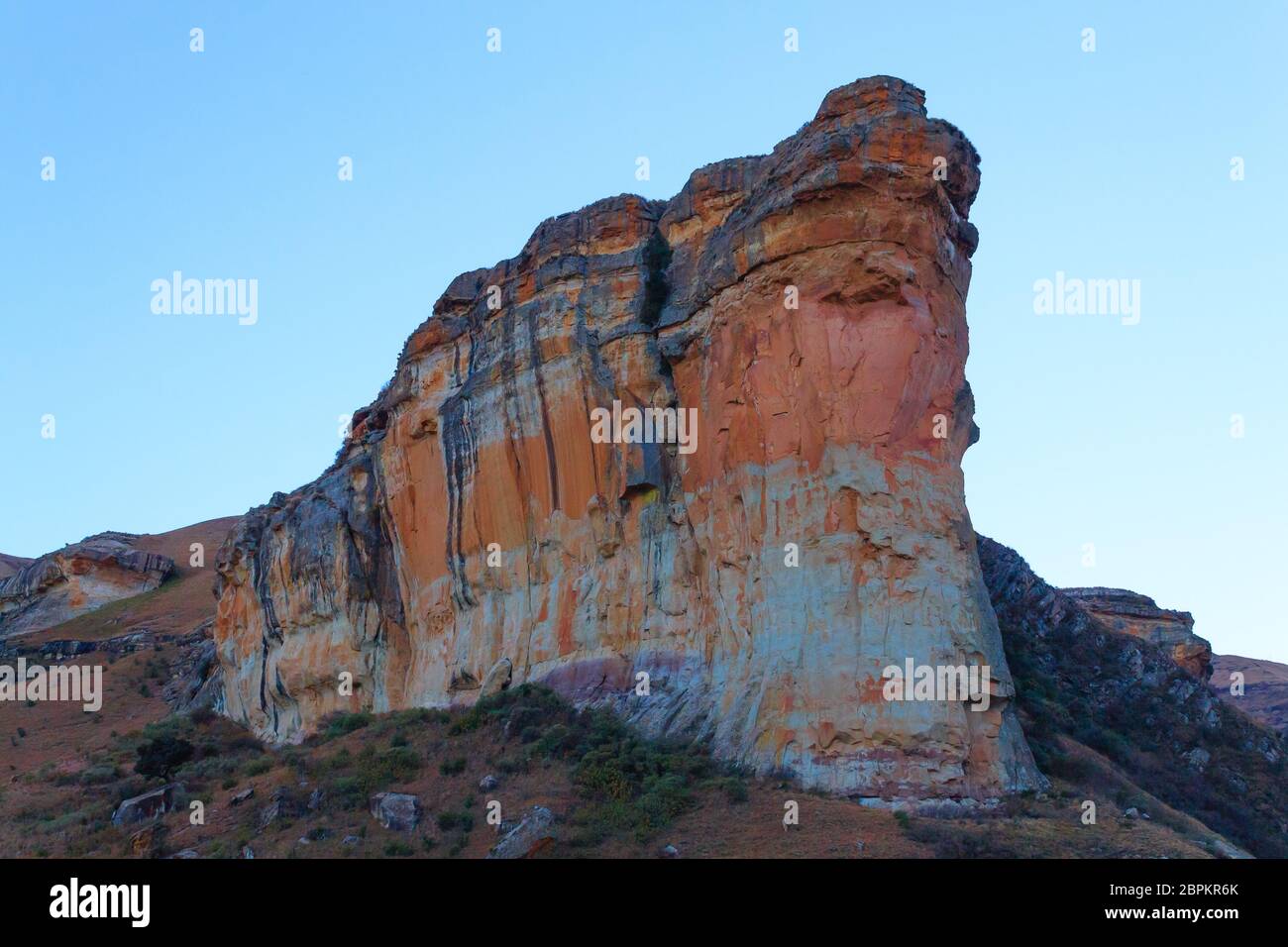 Brandwag Buttress day view from Golden Gate Highlands National Park, South Africa. Famous african landmark Stock Photo