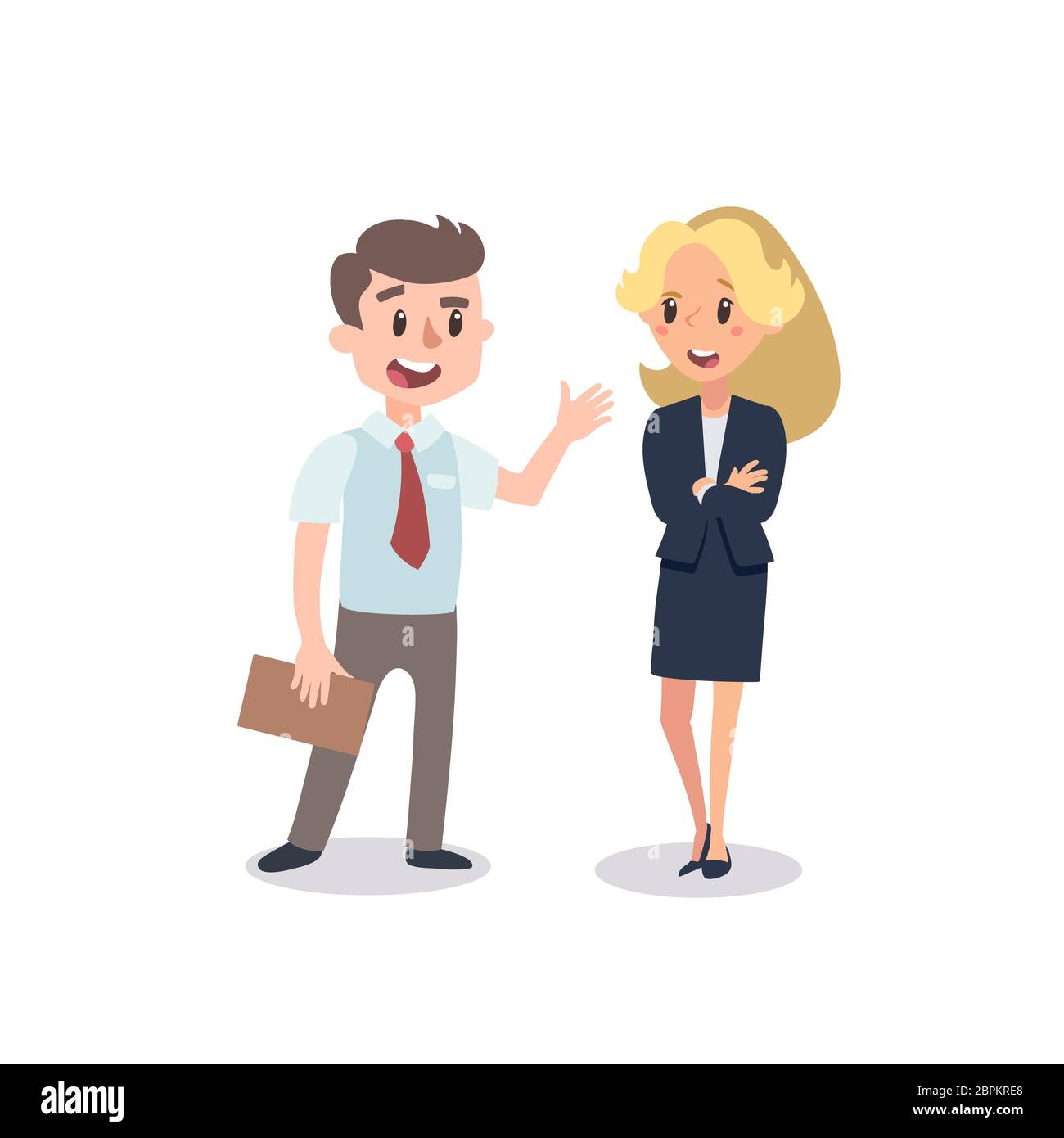 Man and woman present a project. Vector illustration with cartoon  characters. Team building. Leadership. Management Stock Photo - Alamy