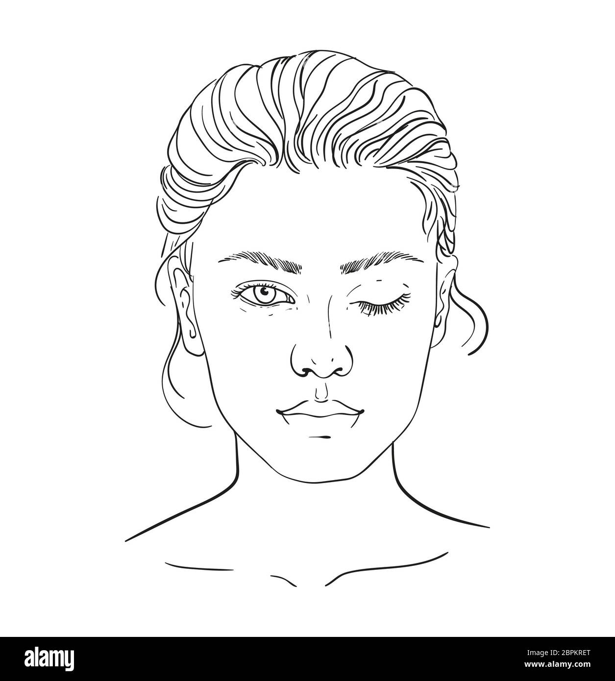 chart Makeup Artist Blank. Template. Vector illustration. illustration on a  white background outline of the human female face for makeup Stock Photo -  Alamy