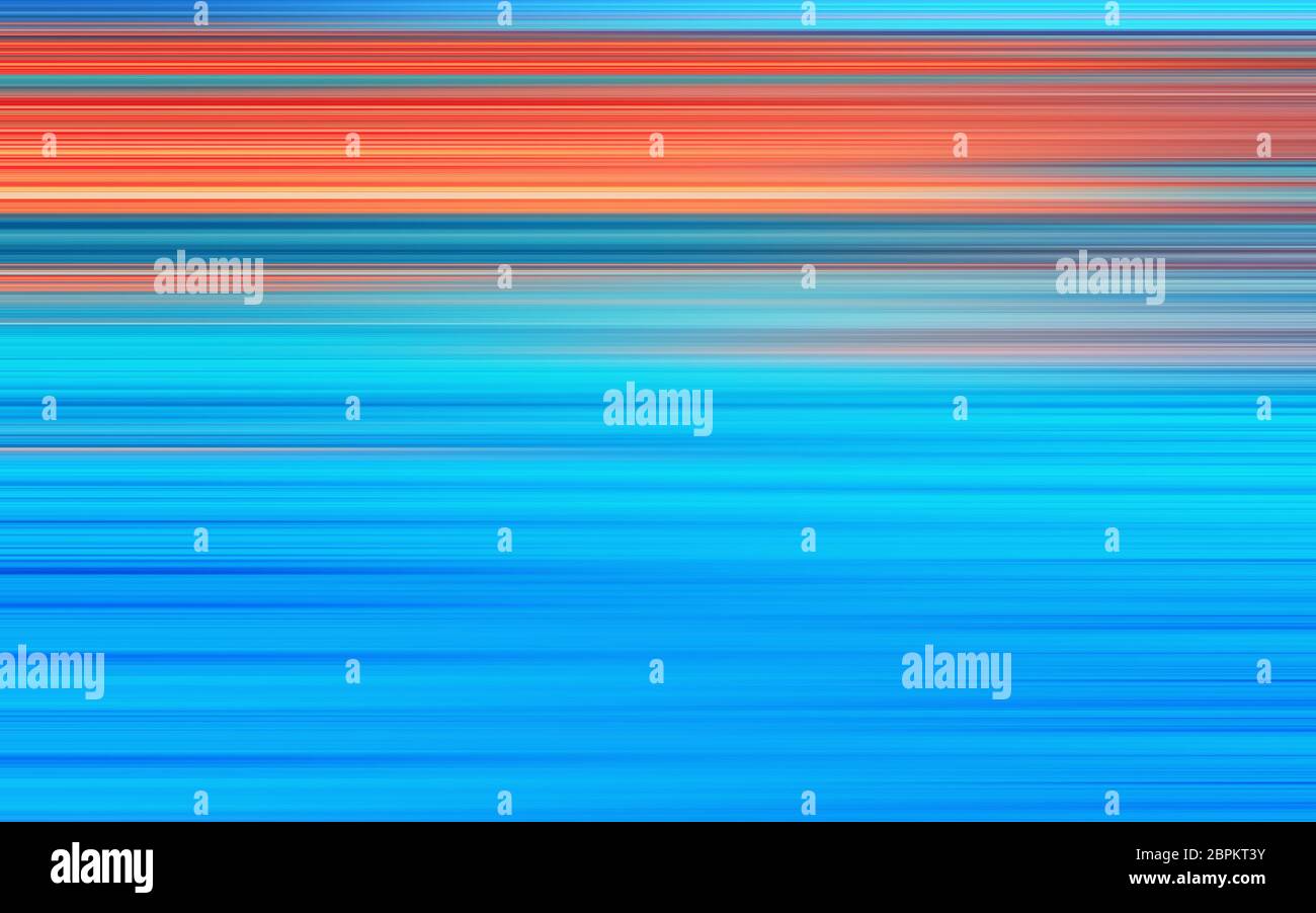 Abstract gradient background of parallel horizontal orange and blue stripes. Colorful graphic pattern with space for copy and design. Stock Photo
