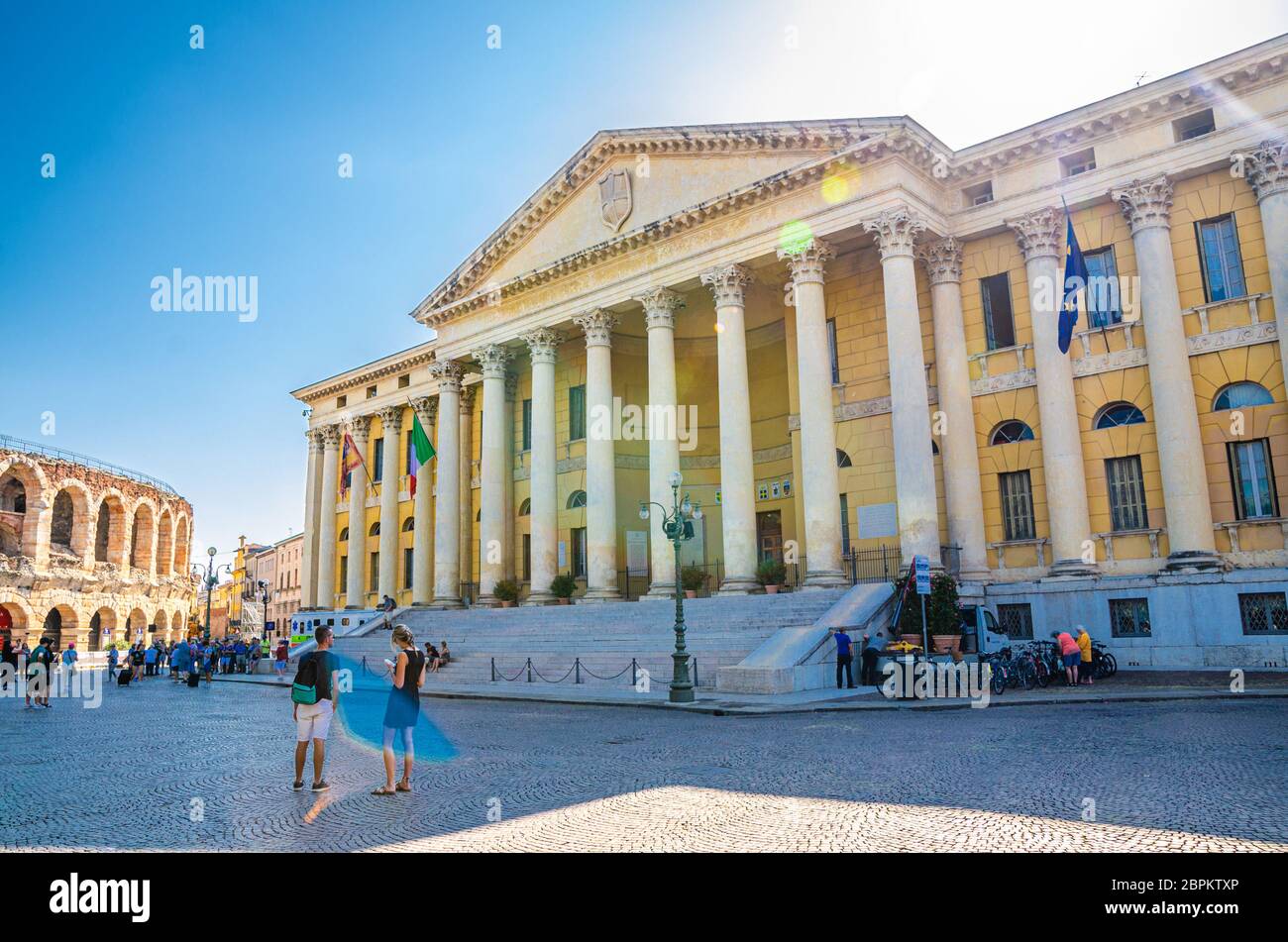 Verona, Italy, September 12, 2019 Palazzo Barbieri palace Palazzo