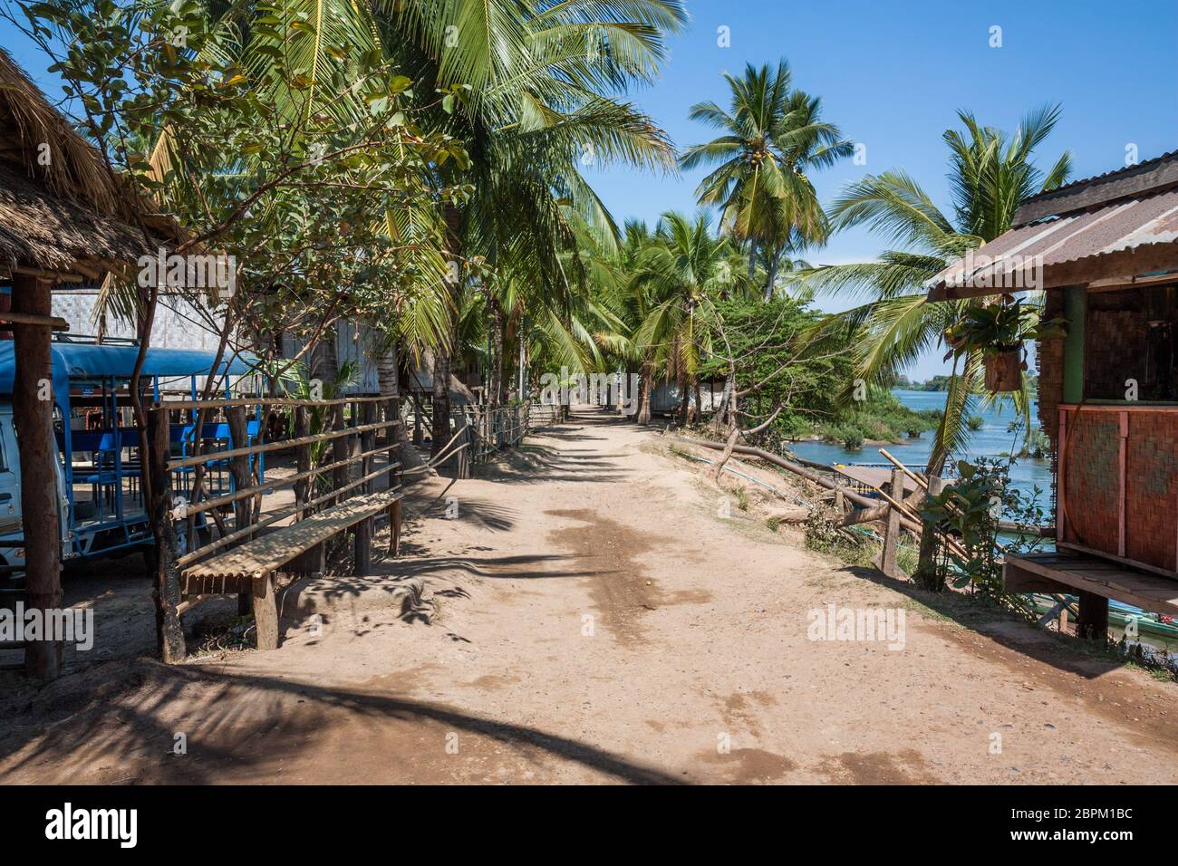 Don Khong, one of the many remote islands in the 4000 Island region of Champasak Province, Lao PDR, a favorite among the backpacker crowd Stock Photo