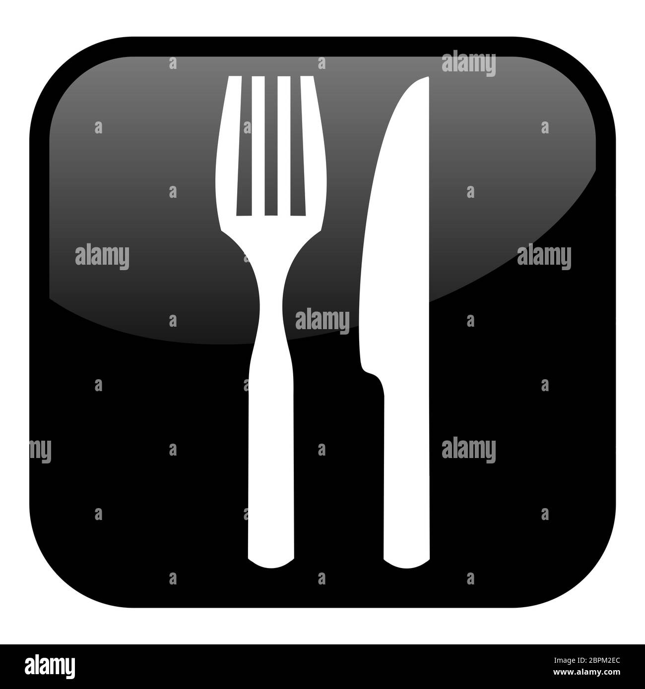 Shiny isolated black Button: Restaurant or Food icon Stock Photo - Alamy