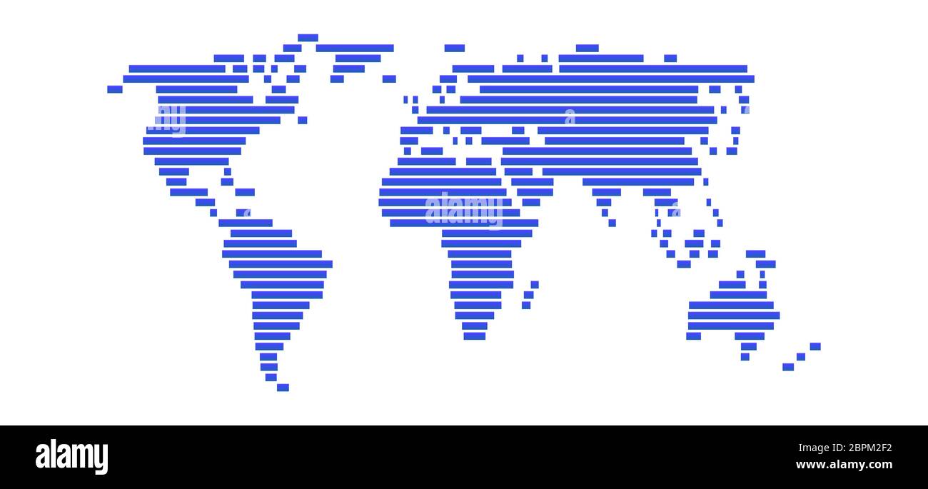 Simple world map with blue stripes Stock Photo