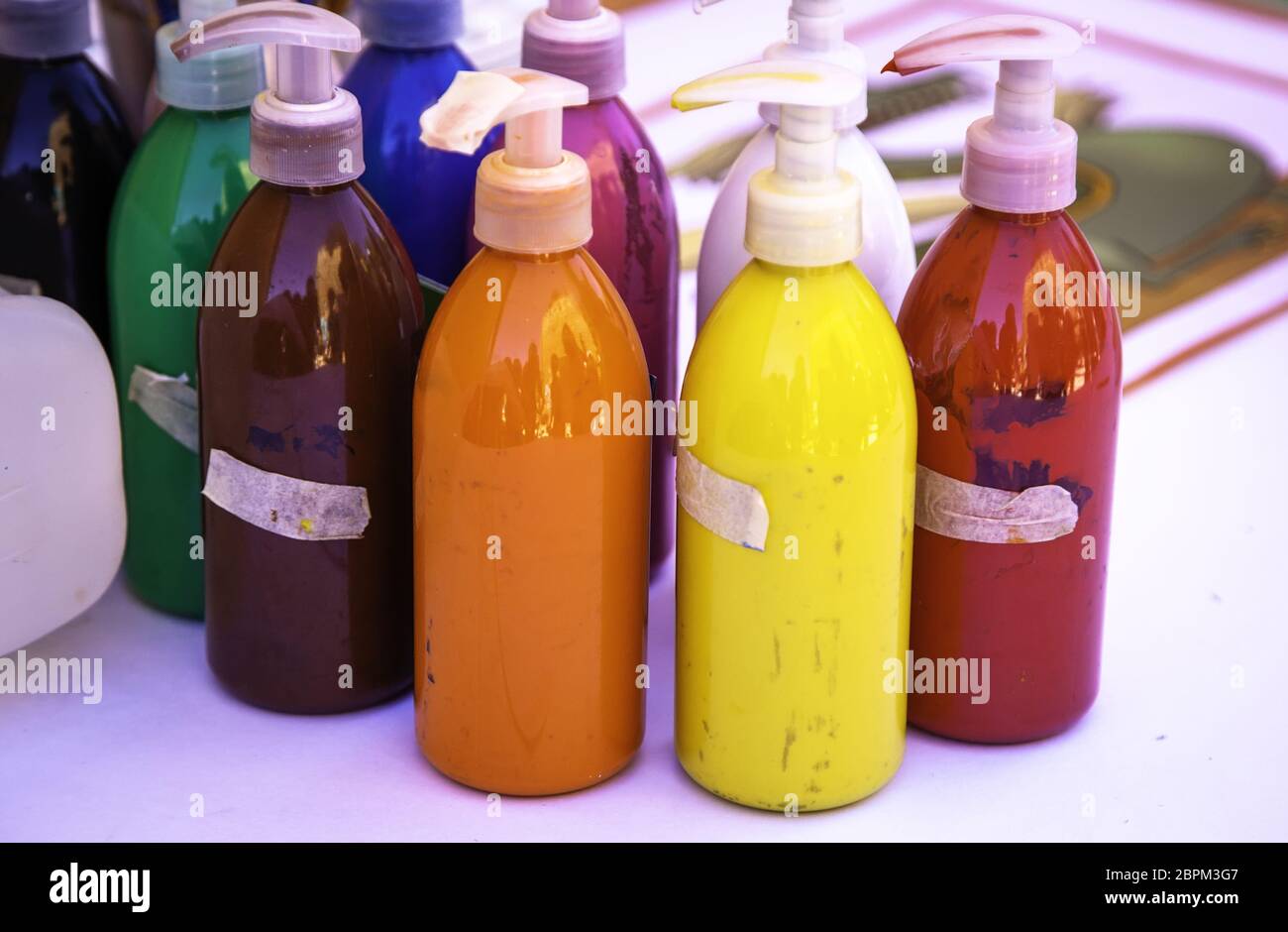 Colorful paint pots, colorful detail Stock Photo Alamy