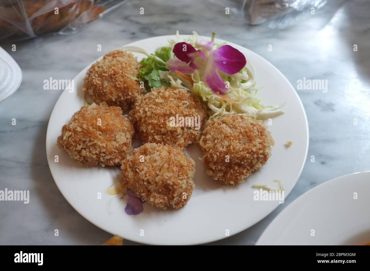 Deep fried Shrimp balls or Fried prawn cakes . Thai cuisine Stock Photo