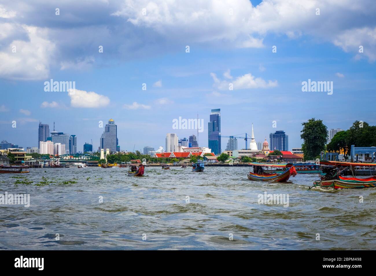 Boats on Chao Phraya River in Bangkok, Thailand Stock Photo - Alamy