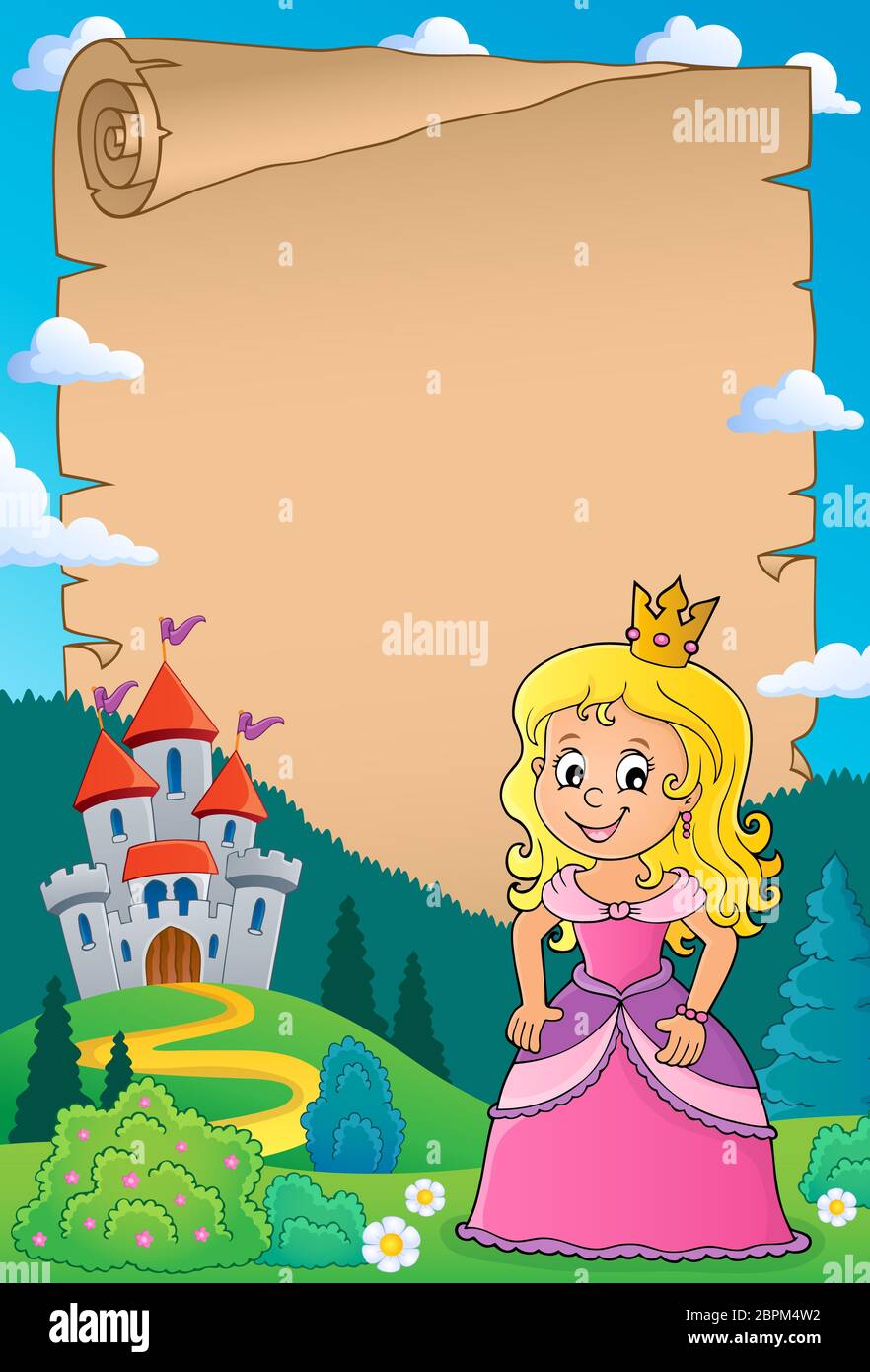 Princess topic parchment 1 picture illustration Stock Photo Alamy