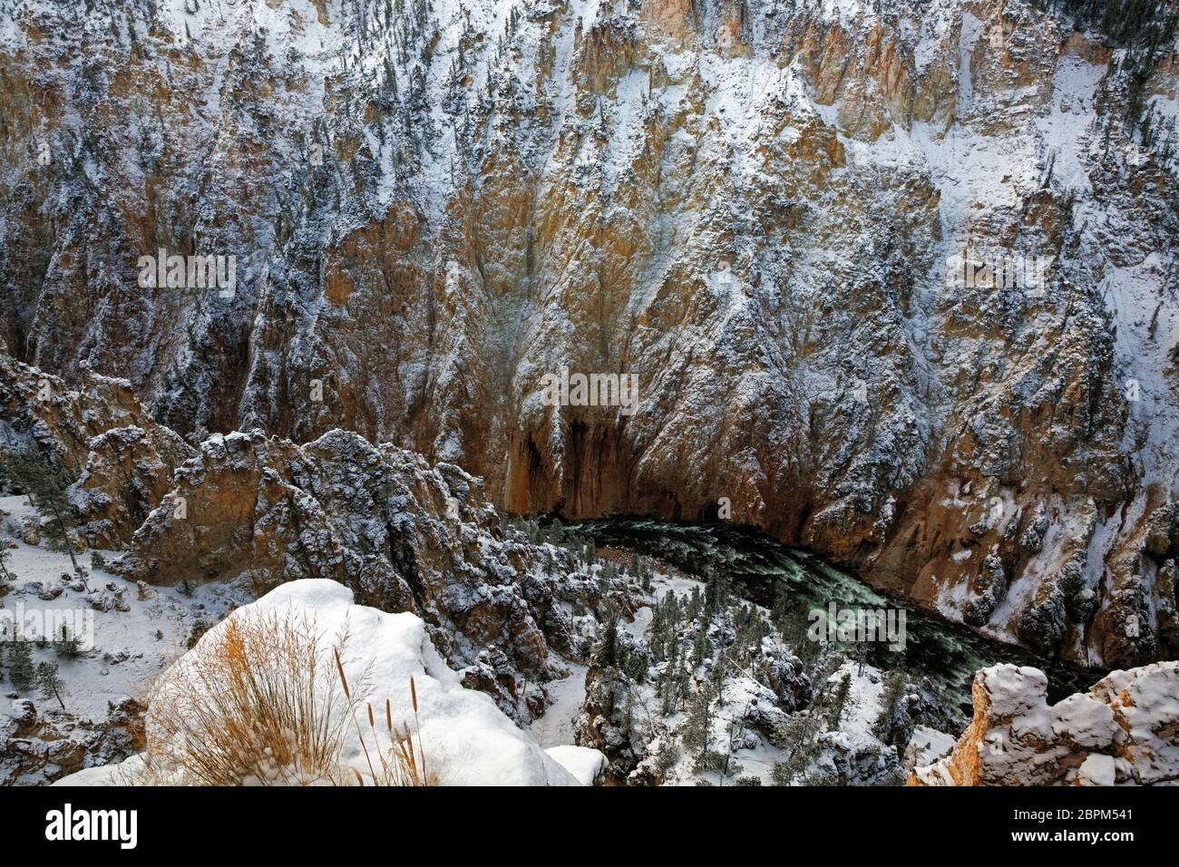 WY04404-00...WYOMING - Colorful rocks and fins along the walls of the Grand Canyon of the Yellowstone River in Yellowstone National Park. Stock Photo