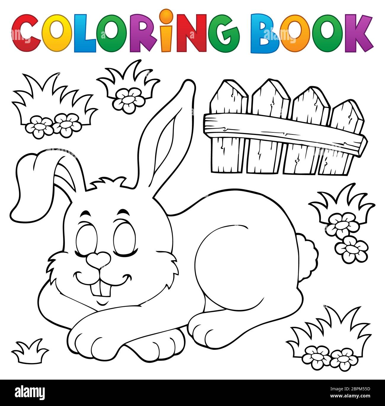 Coloring book sleeping bunny theme 1 - picture illustration Stock Photo ...