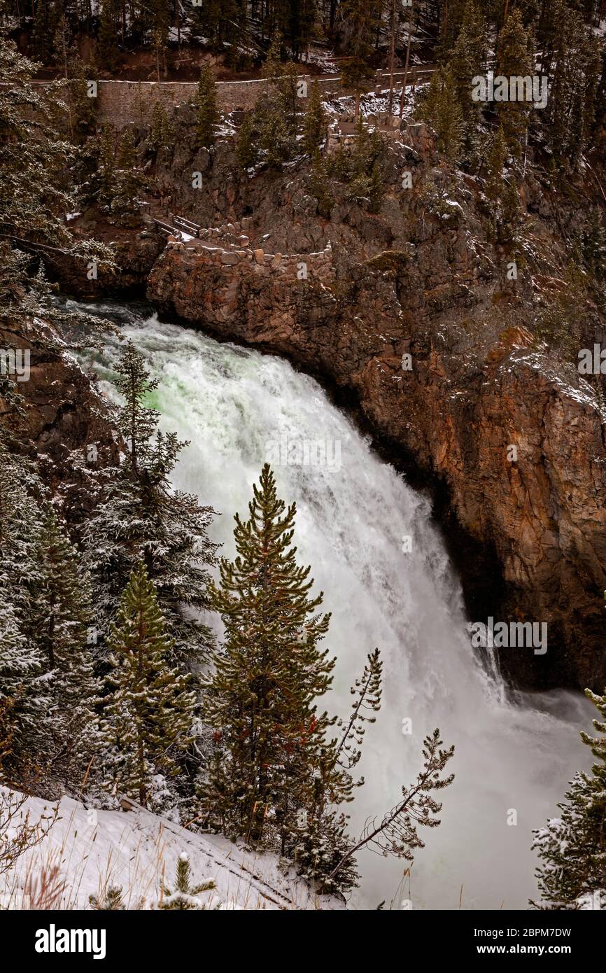 WY04415-00...WYOMING - Upper Falls of the Yellowstone River at the upper end of the Grand Canyon of the Yellowstone in Yellowstone National Park. Stock Photo
