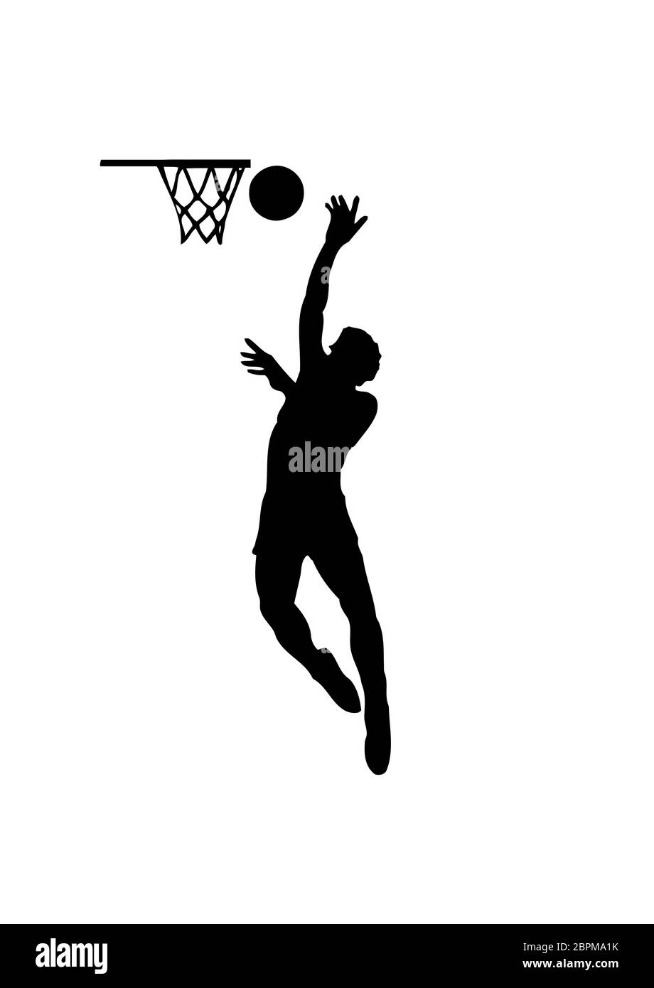 basketball player sport silhouette action jump illustration Stock Photo ...