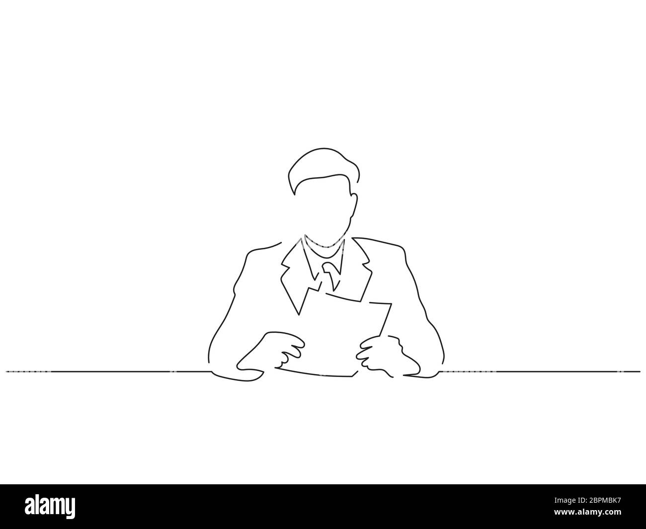 TV journalist isolated line drawing, vector illustration design Stock
