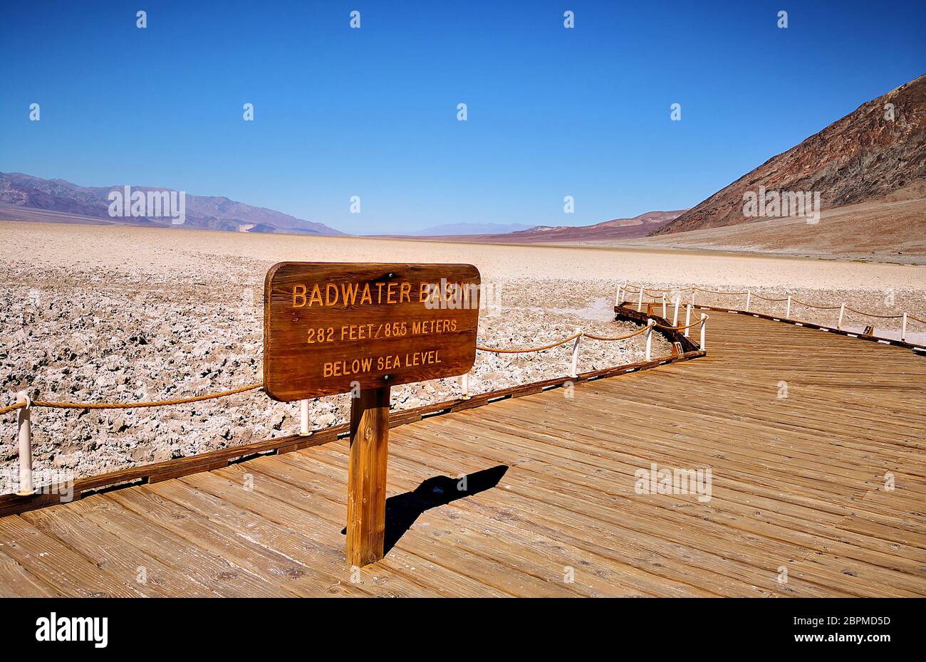 Badwater Basin in Death Valley National Park in California USA, the lowest point in North America Stock Photo