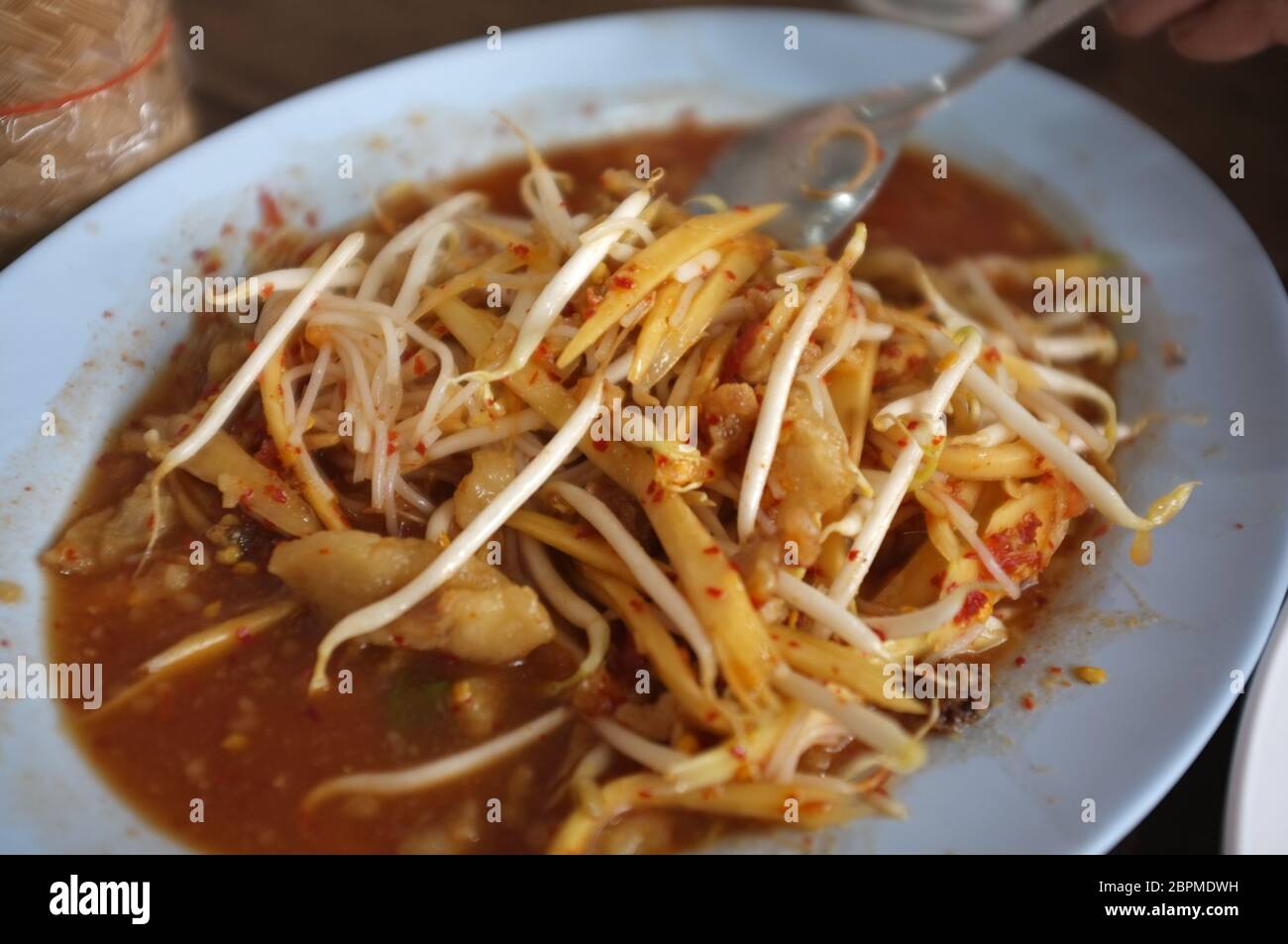 Papaya spicy Salad with Vermicelli, Fermented Fish or pickled fish 
