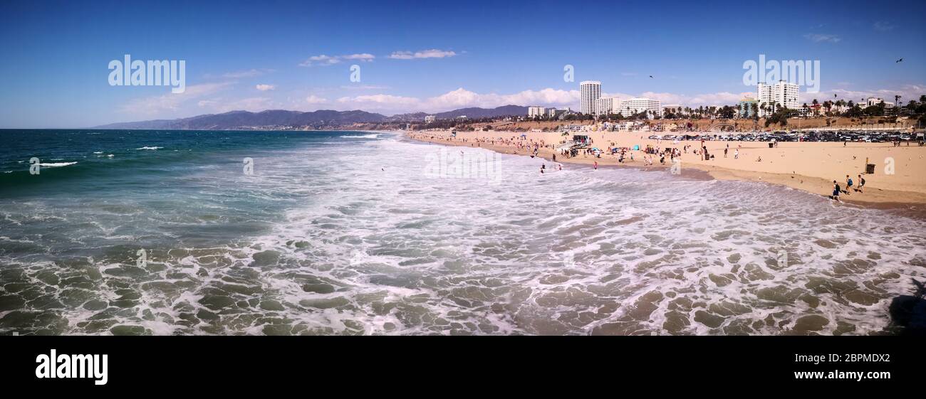 Santa Monica Pier in the city of Santa Monica with panoramic view over ...