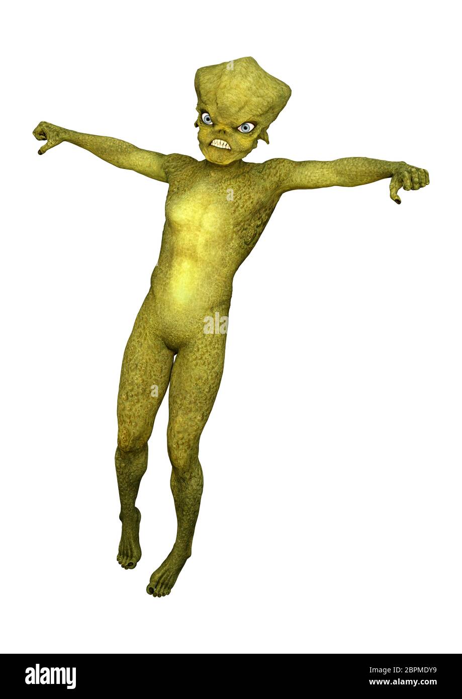 3D rendering of a green alien isolated on white background Stock Photo ...