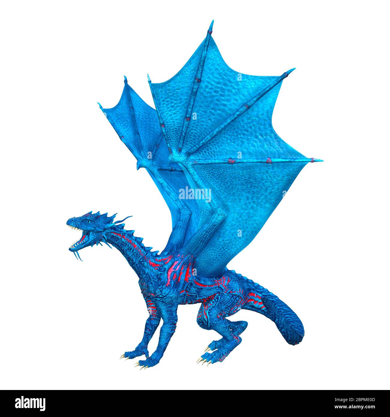 3D rendering of a blue fantasy dragon isolated on white background ...