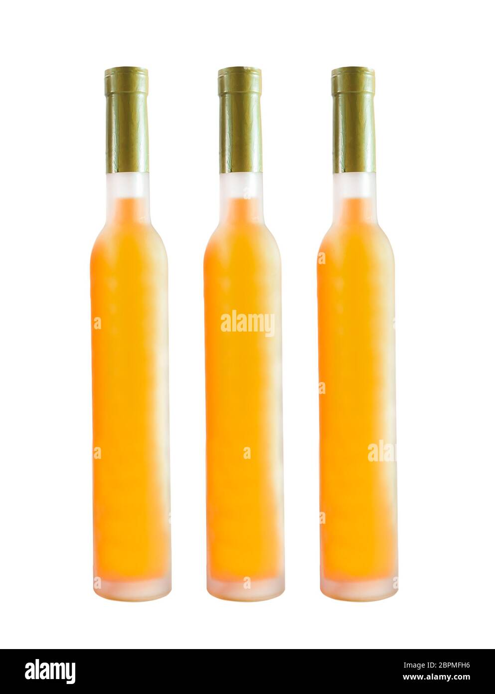 Orange wine bottles isolated on white background Stock Photo