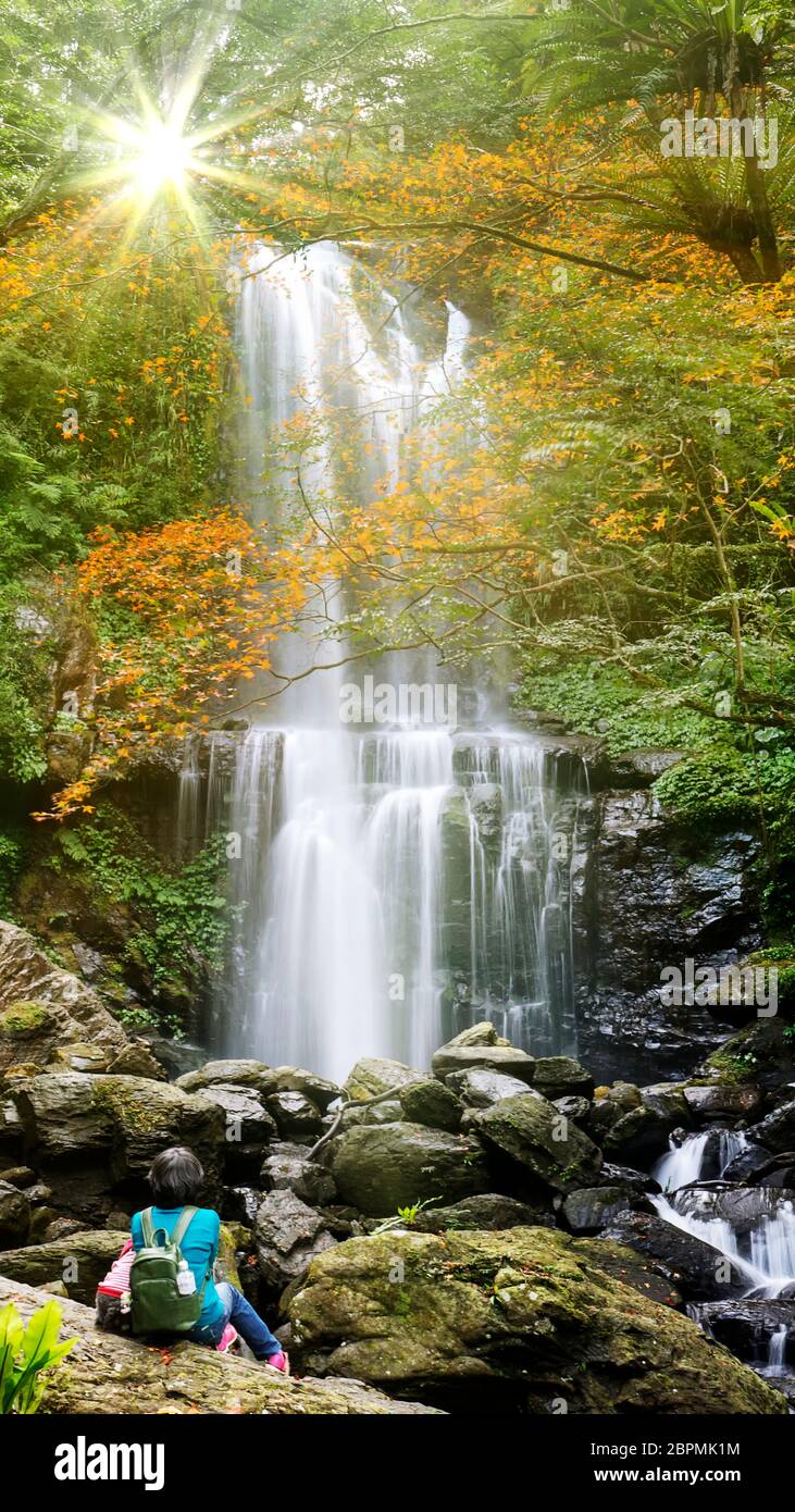 Autumn Yunshen waterfall in New Taipei City Sanxia District, New Taipei City, Taiwan Stock Photo