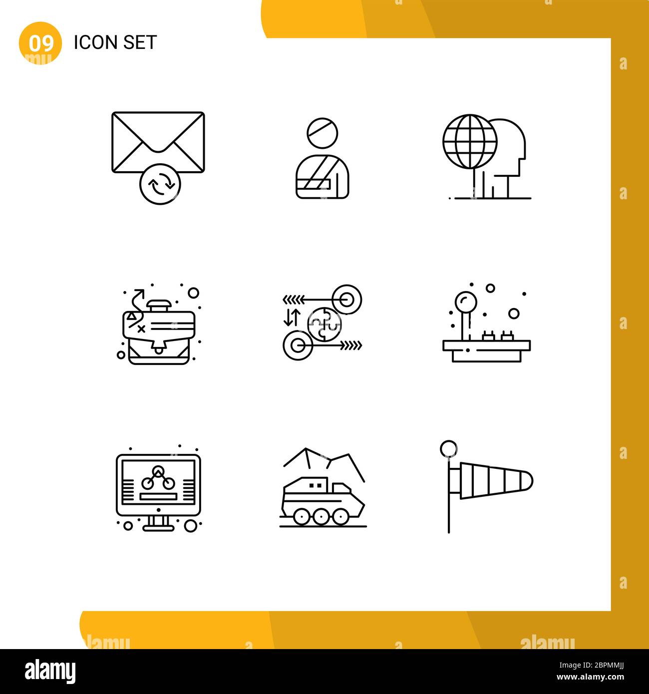 Modern Set of 9 Outlines Pictograph of business, case, finance, tactics, path Editable Vector Design Elements Stock Vector