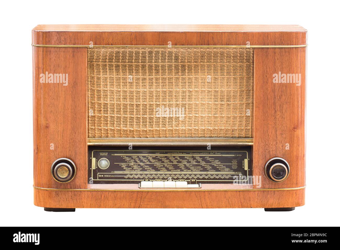 Vintage radio on the white background,Old radio from 1950 Stock Photo -  Alamy
