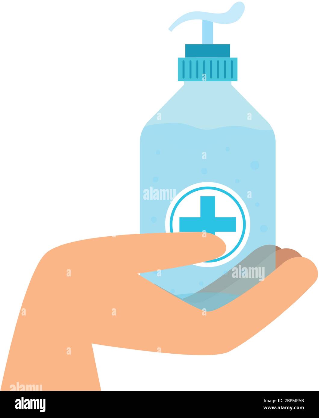 hand with antibacterial bottle isolated icon Stock Vector Image & Art ...
