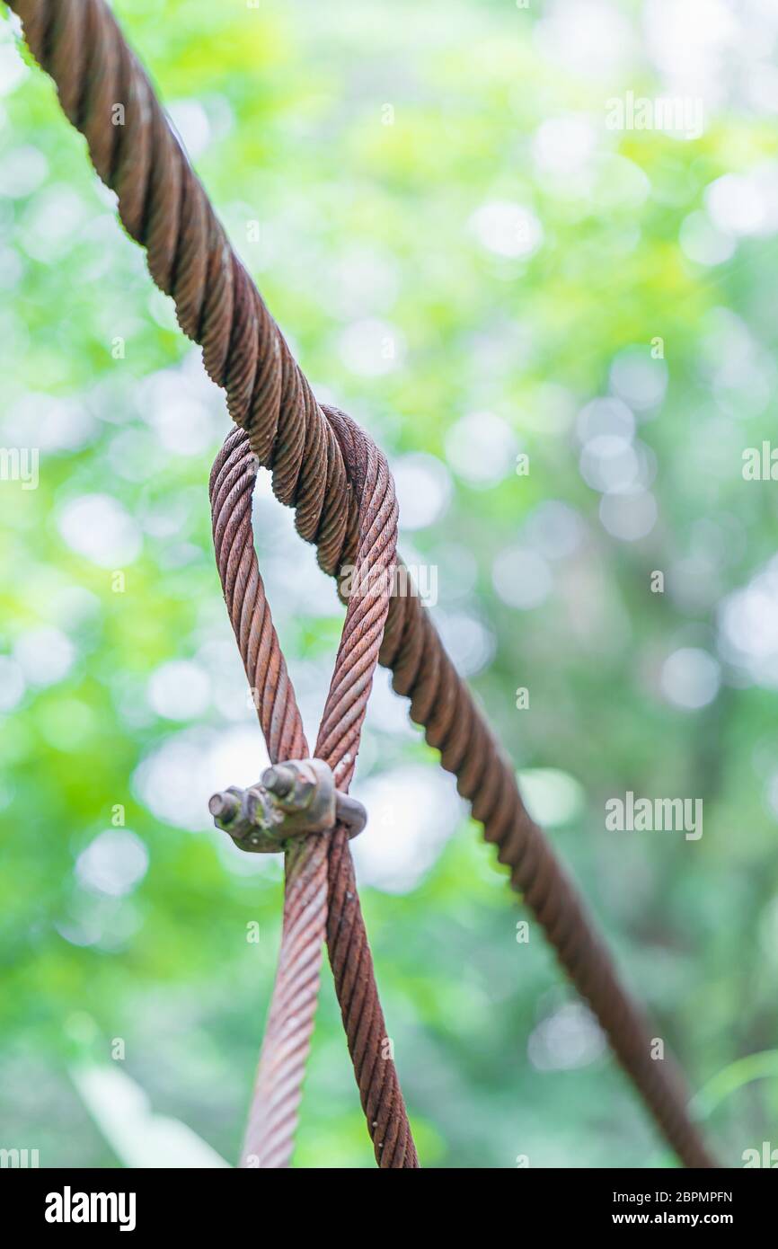 Steel wire rope lifeline on the bridge, Steel wire rope sling clip and ...