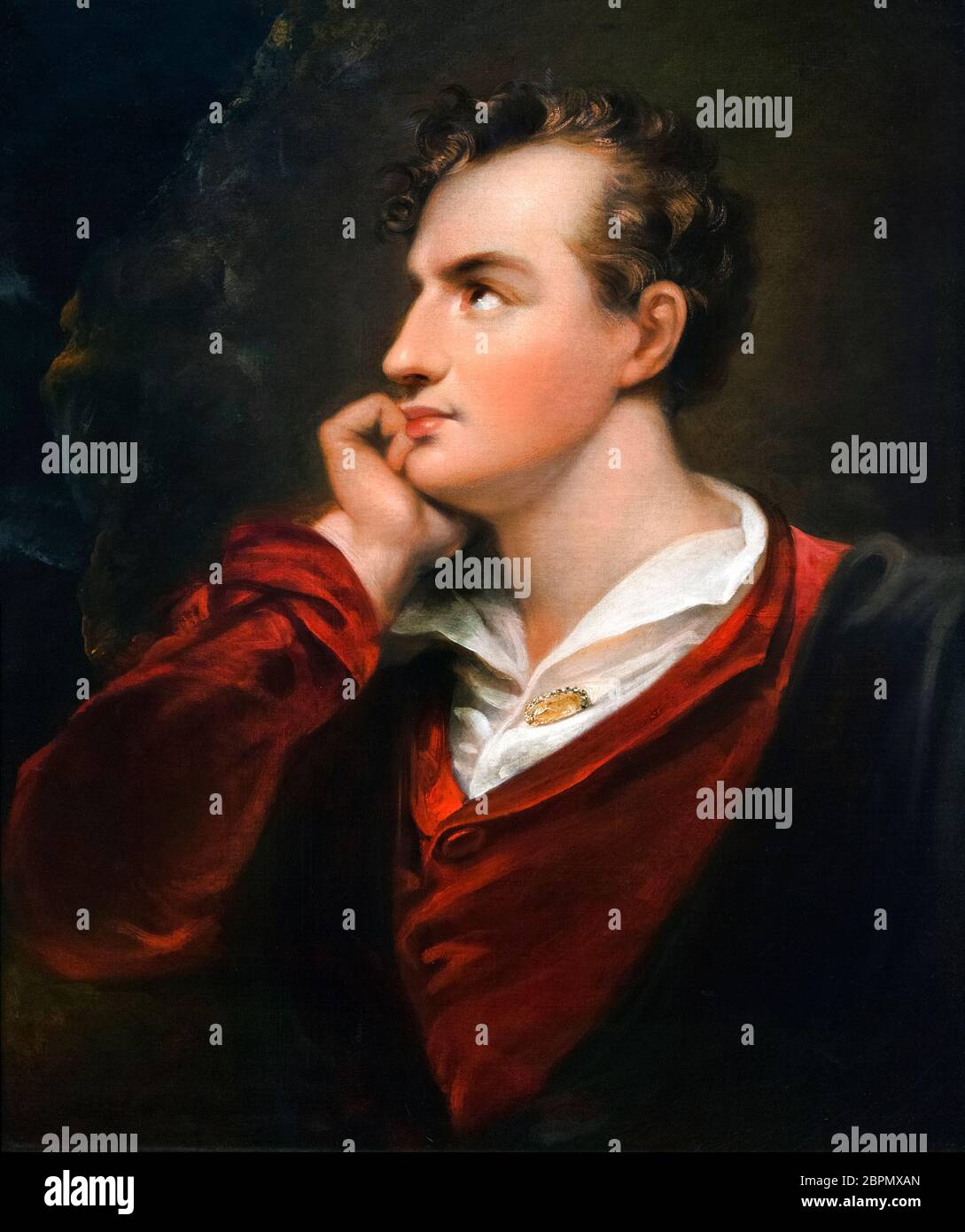 Lord Byron, portrait after Richard Westall, oil on canvas, 1813 Stock Photo