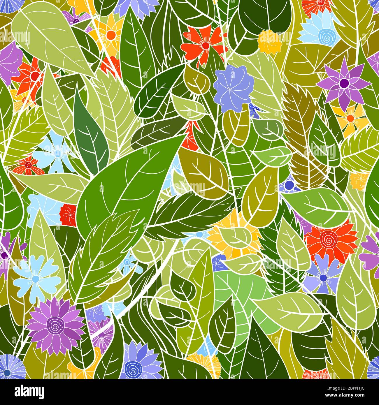 hand drawn floral seamless pattern Stock Photo - Alamy