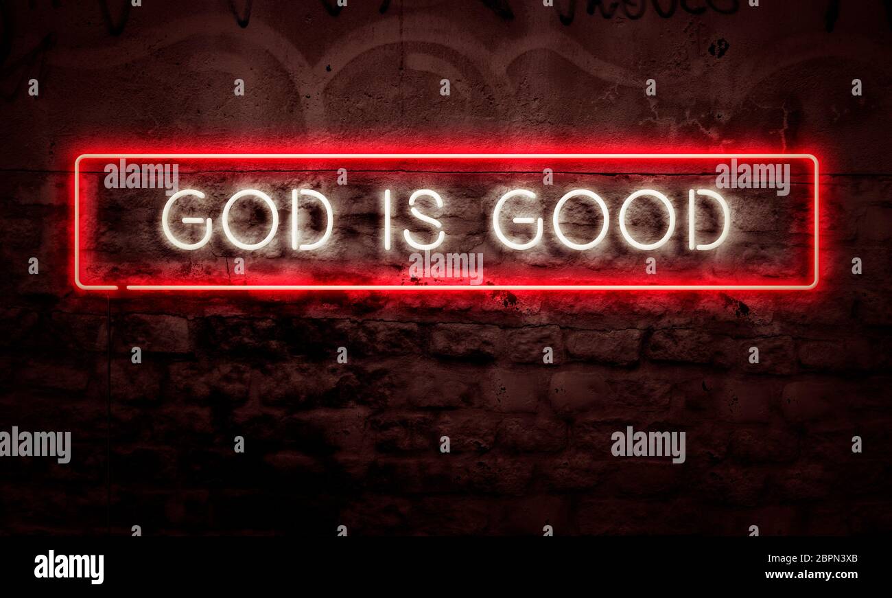 Christian Religious Pop Art Lit Up At Night Stock Photo Alamy